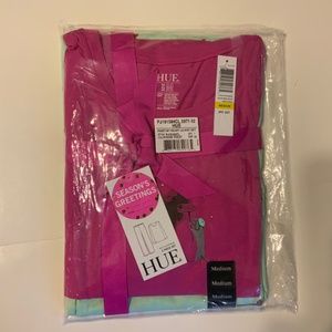 Hue Womens 2-piece Pajama Set—Paint My Heart—long sleeve knit set—Medium—New